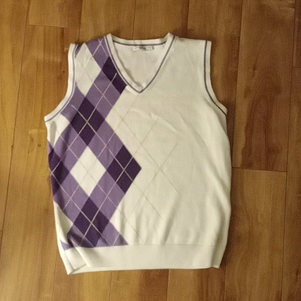 White and plaid sweater vest